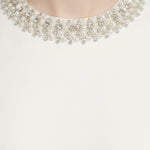 Ecru Collar Stone Embroidered Mini Dress