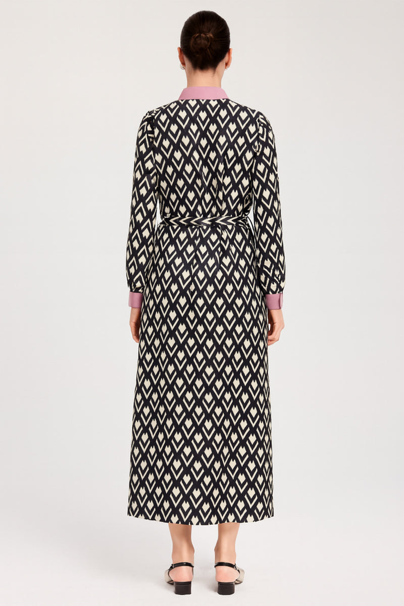 Multicolor Geometric Patterned Shirt Dress