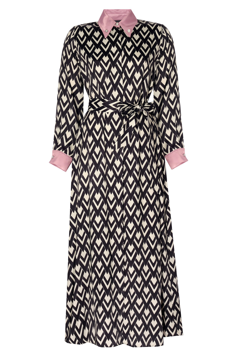 Multicolor Geometric Patterned Shirt Dress