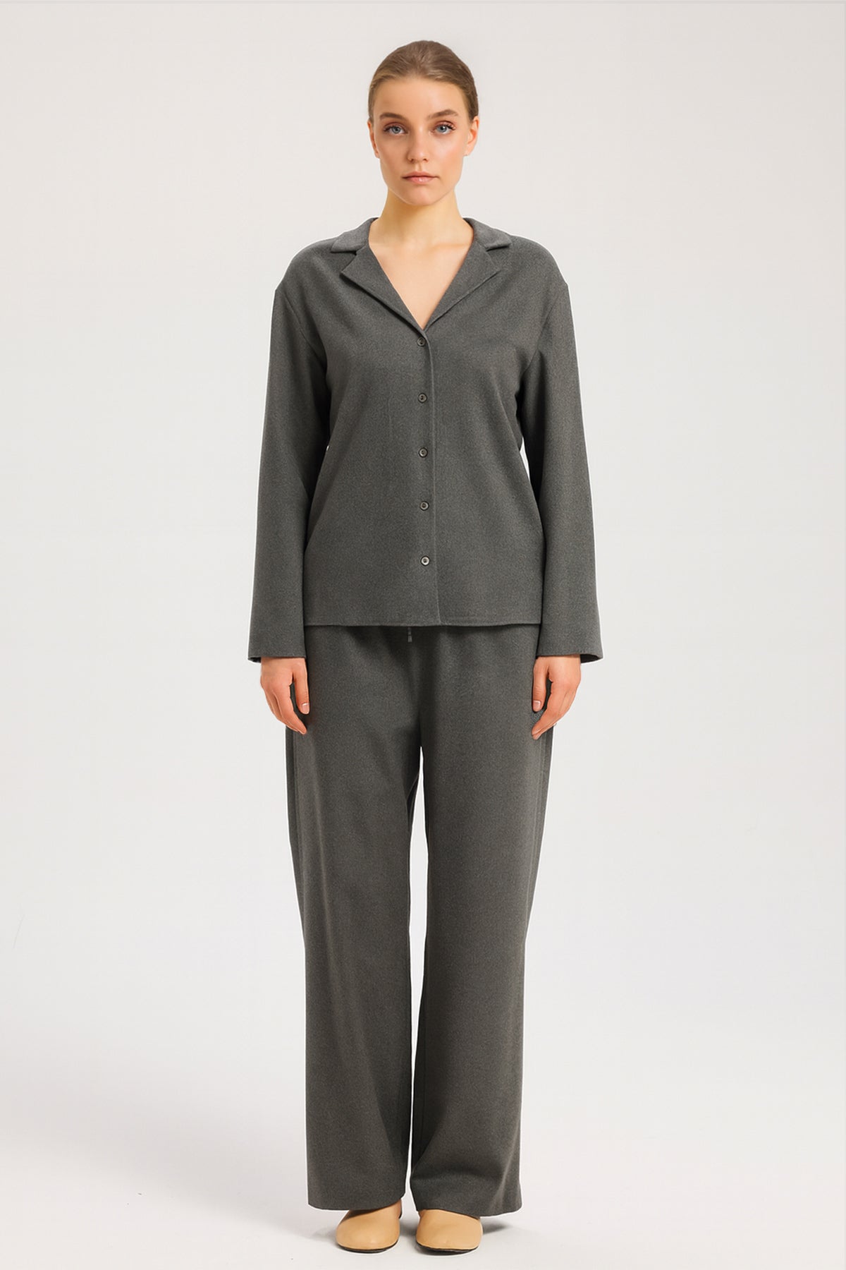 Dark Gray V-Neck Women's Shirt