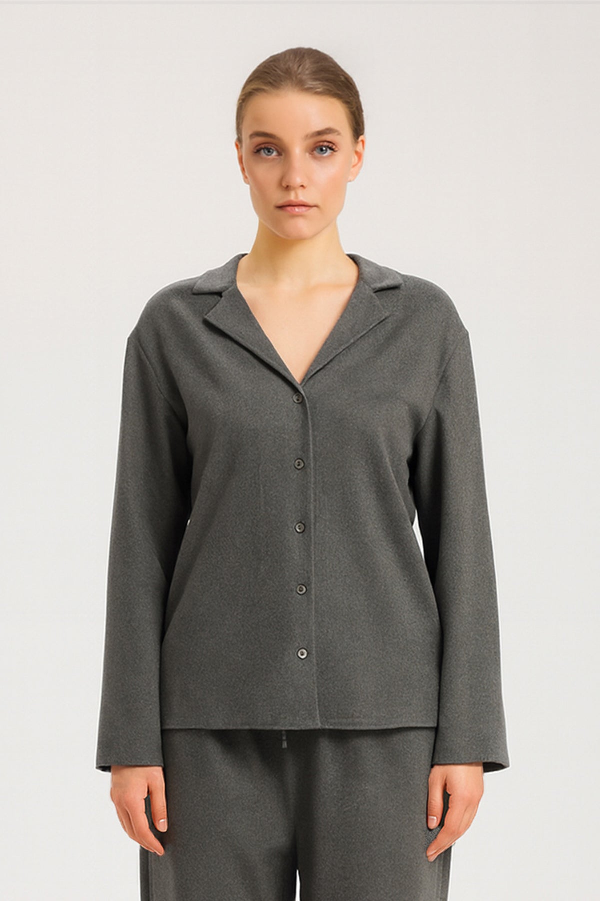 Dark Gray V-Neck Women's Shirt