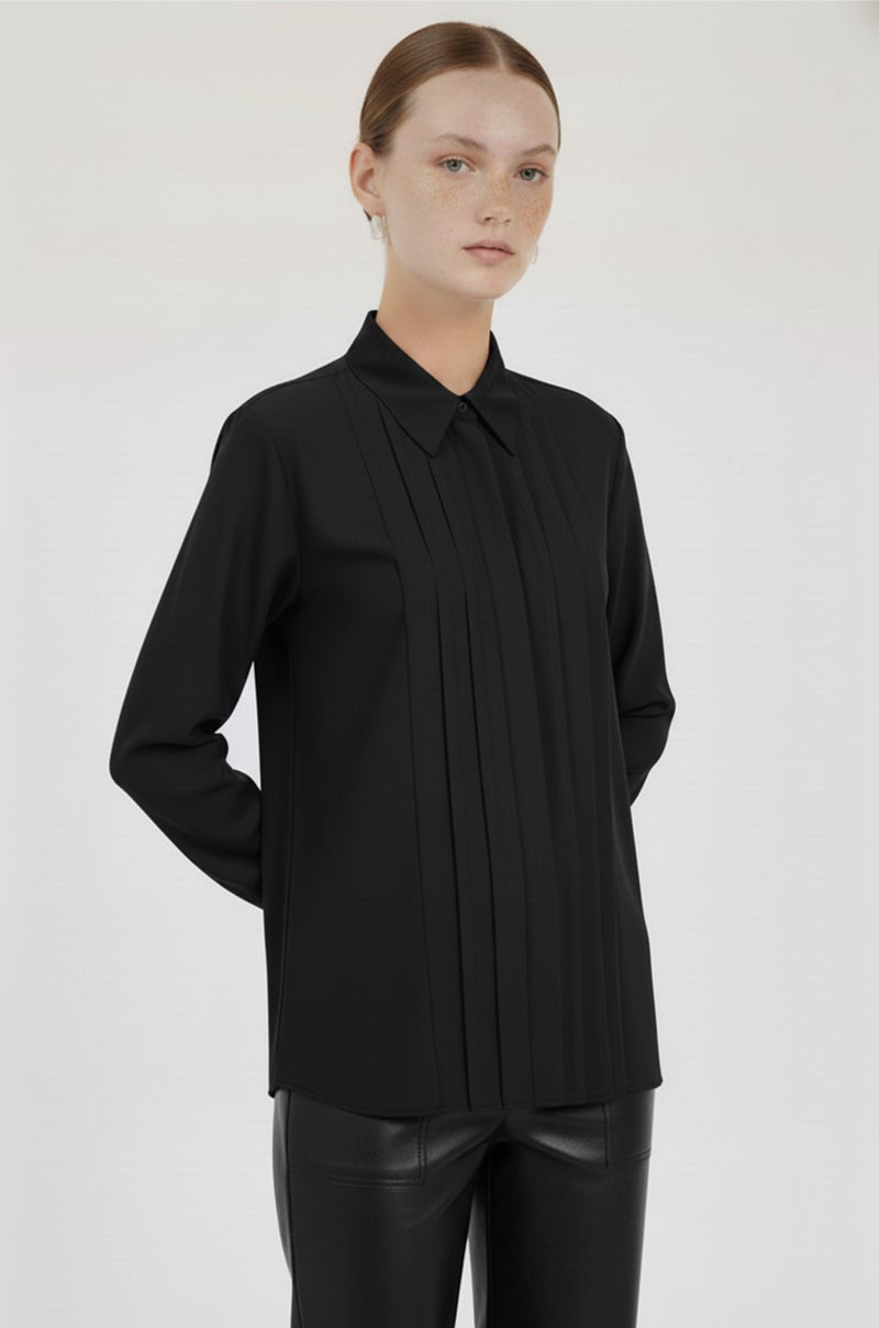 Black Pinstripe Detailed Women's Shirt