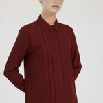 Burgundy Pleated Women's Shirt