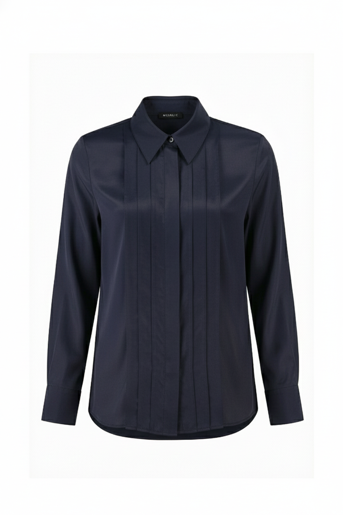 Navy Blue Pleated Detail Women's Shirt