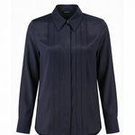 Navy Blue Pleated Detail Women's Shirt