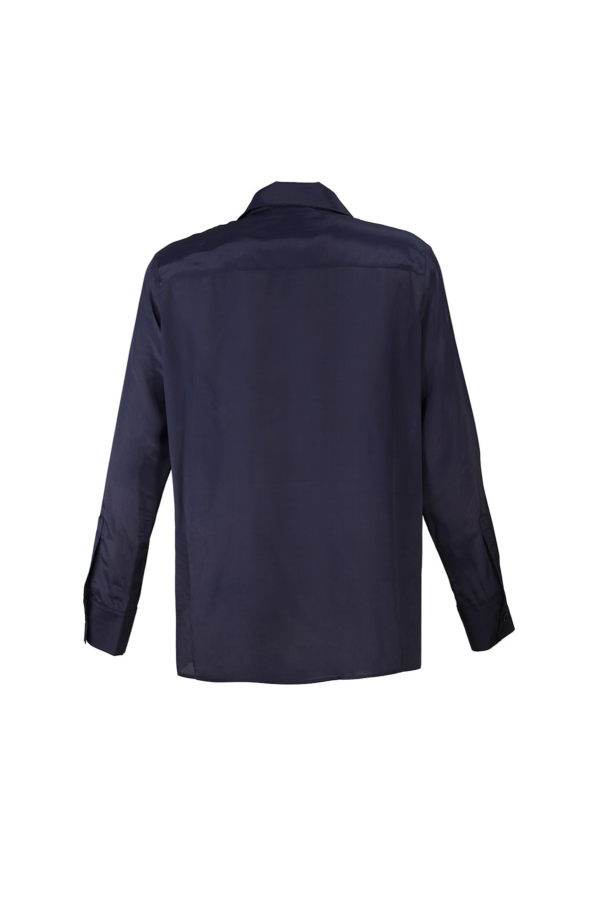 Navy Blue Pleated Detail Women's Shirt