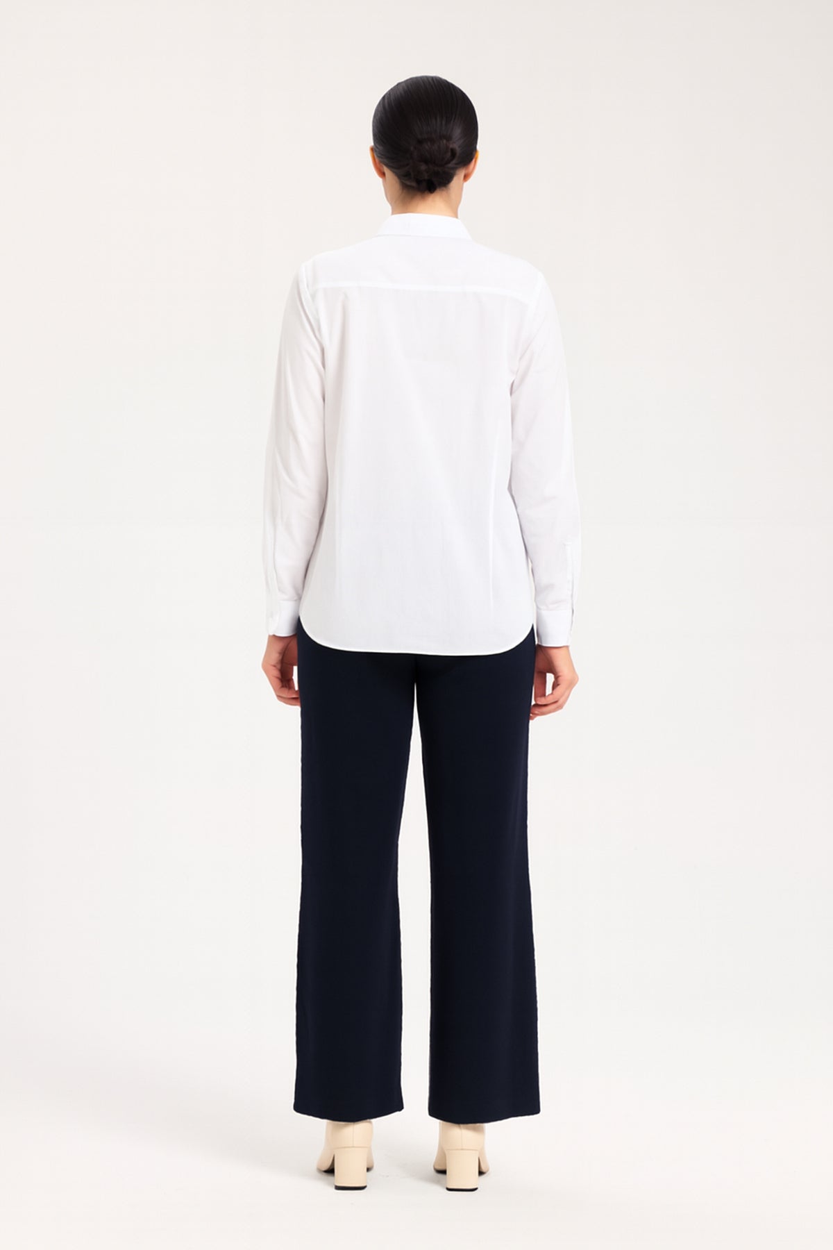 Ecru Stone Buttoned Long Sleeve Women's Shirt