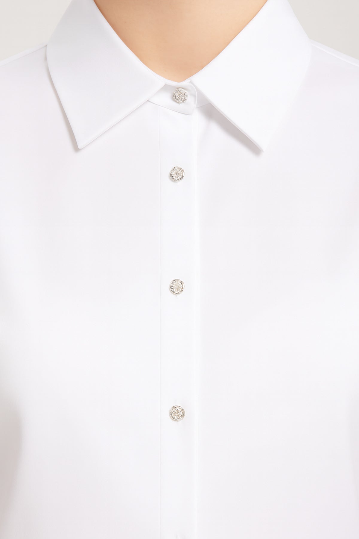 Ecru Stone Buttoned Long Sleeve Women's Shirt