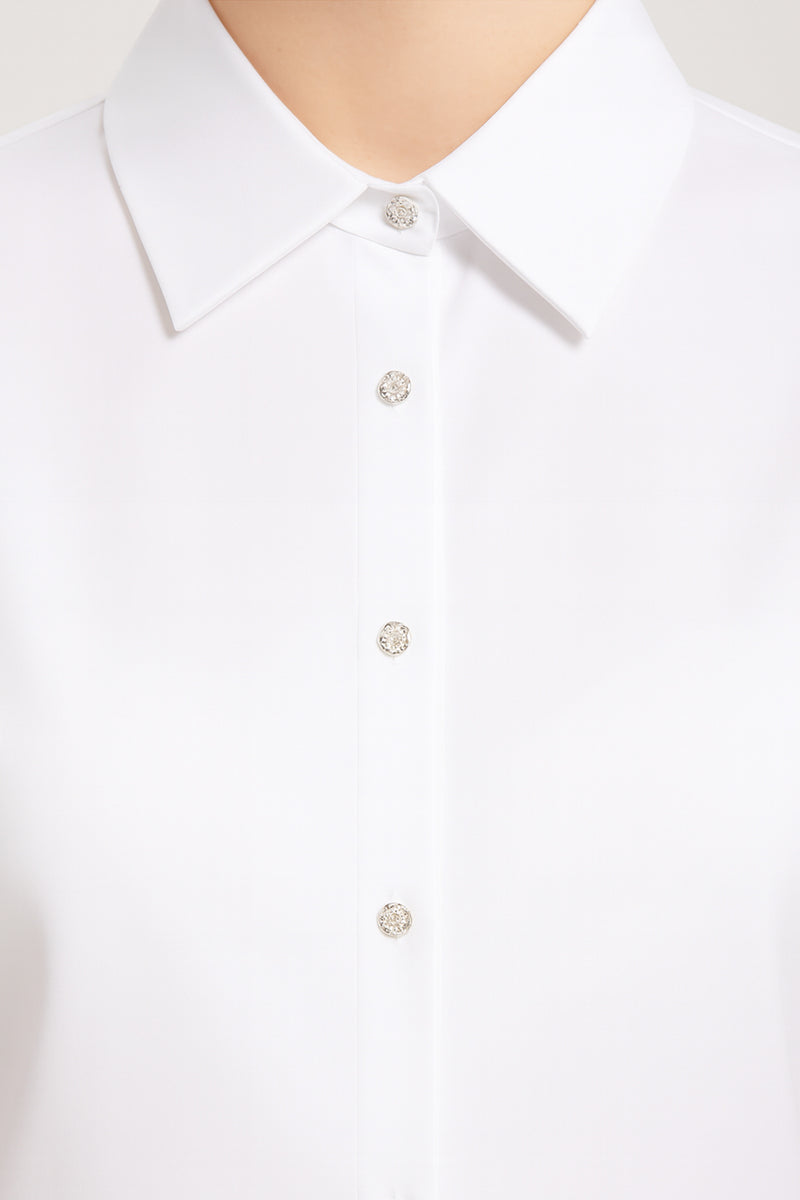 Ecru Stone Buttoned Long Sleeve Women's Shirt