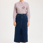 Burgundy Ecru Striped Rose Detail Women's Shirt