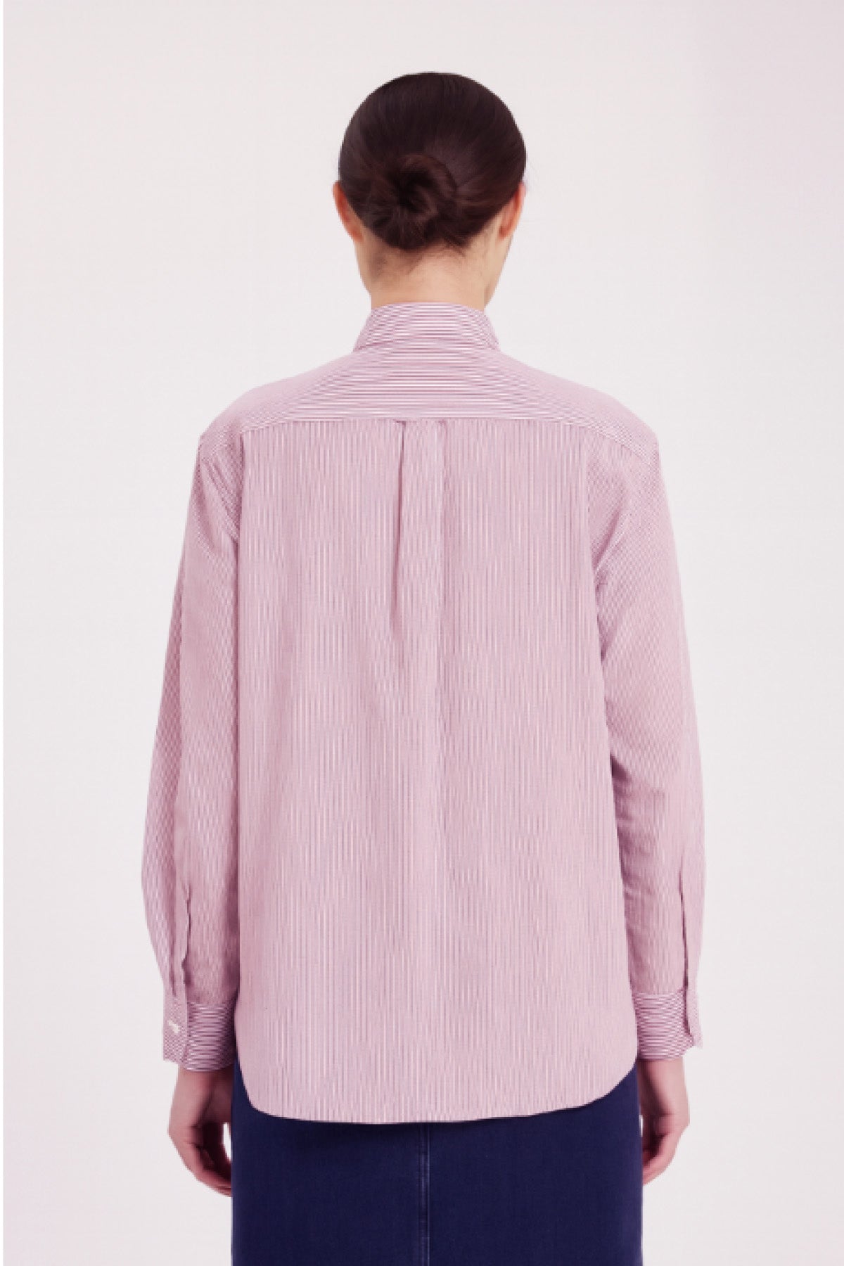 Burgundy Ecru Striped Rose Detail Women's Shirt