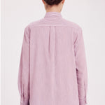 Burgundy Ecru Striped Rose Detail Women's Shirt