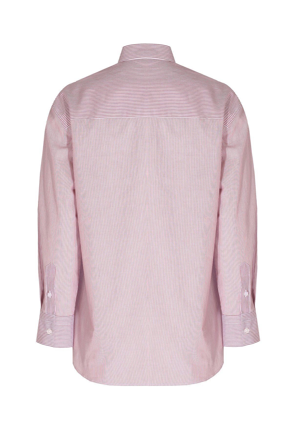 Burgundy Ecru Striped Rose Detail Women's Shirt