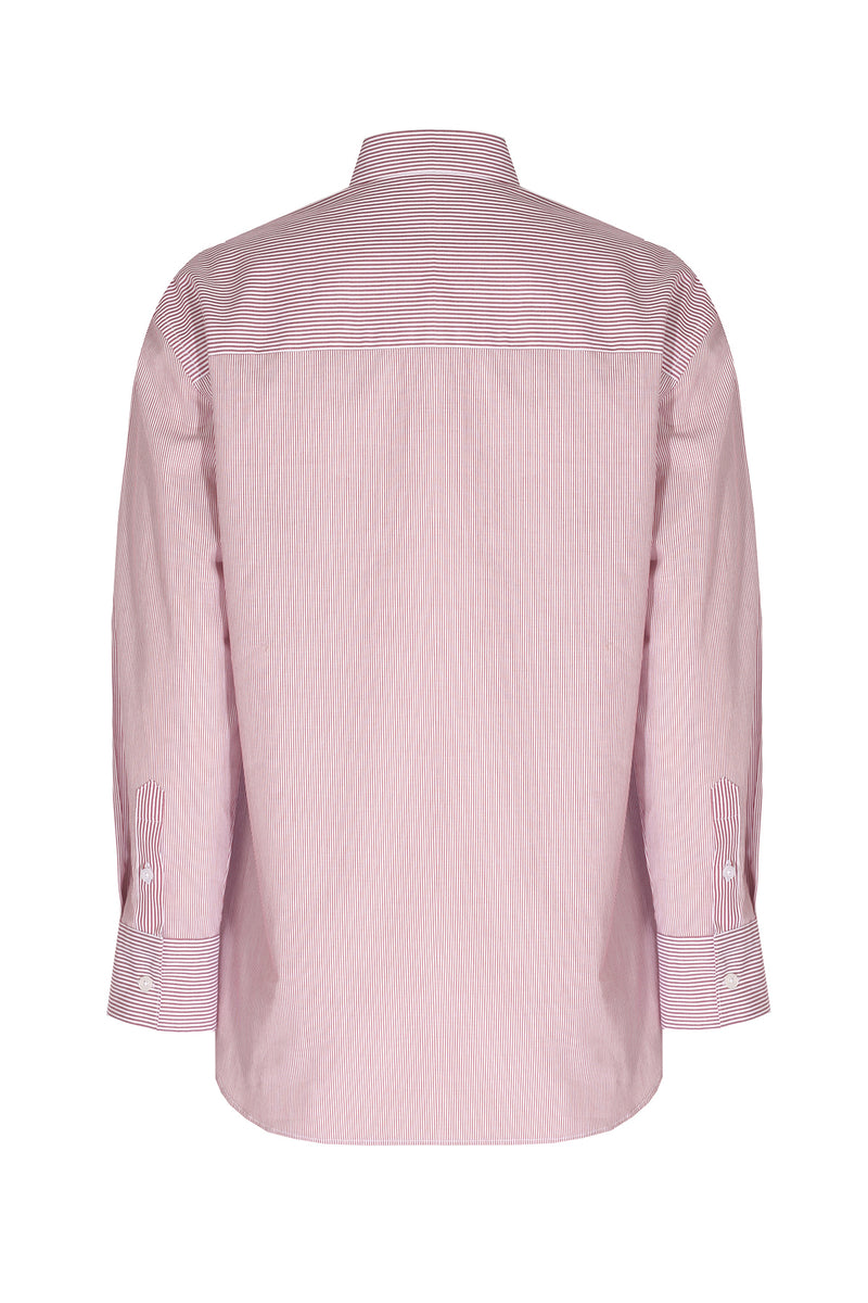 Burgundy Ecru Striped Rose Detail Women's Shirt