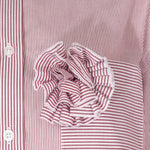 Burgundy Ecru Striped Rose Detail Women's Shirt