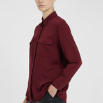 Burgundy Pocket Detail Women's Shirt