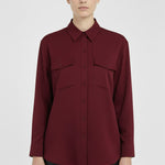 Burgundy Pocket Detail Women's Shirt