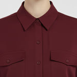 Burgundy Pocket Detail Women's Shirt