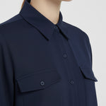 Navy Blue Pocket Detail Women's Shirt
