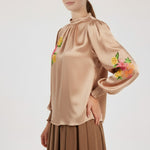 Multicolor Floral Patterned Satin Blouse