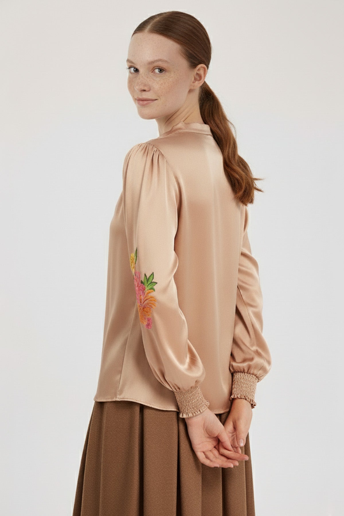 Multicolor Floral Patterned Satin Blouse