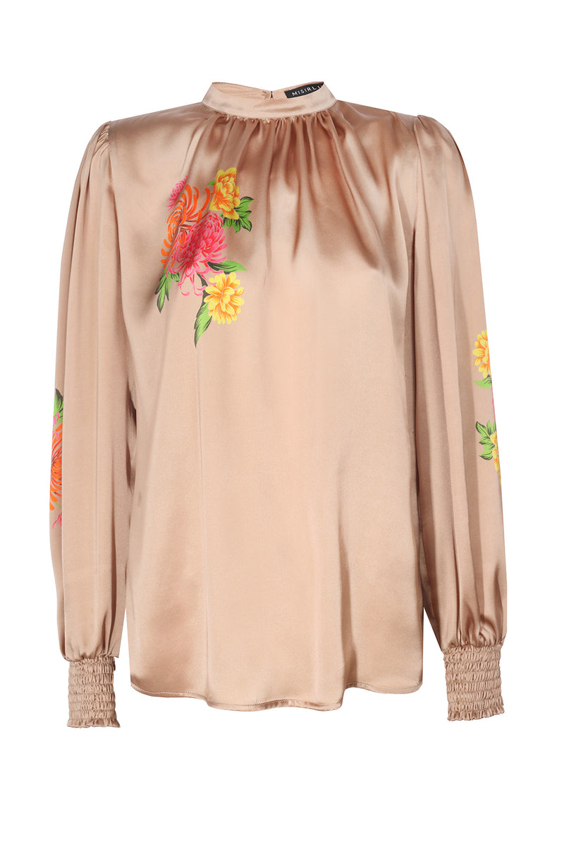 Multicolor Floral Patterned Satin Blouse