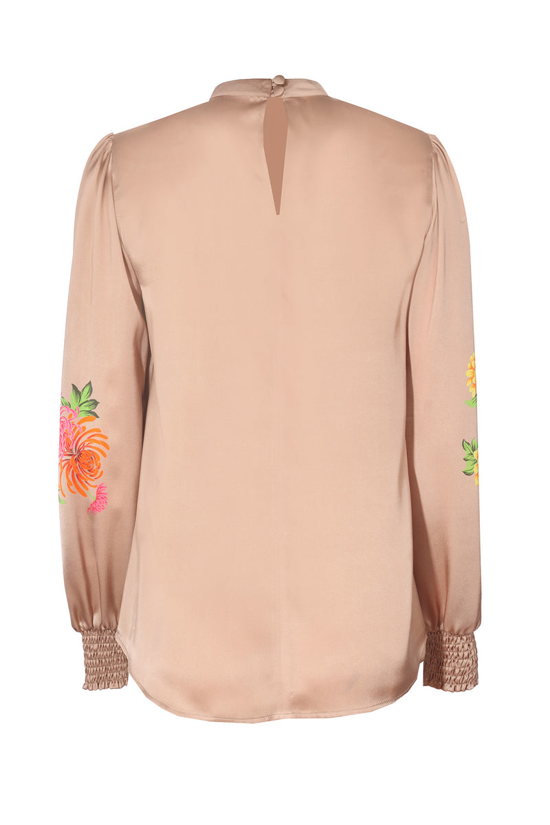 Multicolor Floral Patterned Satin Blouse