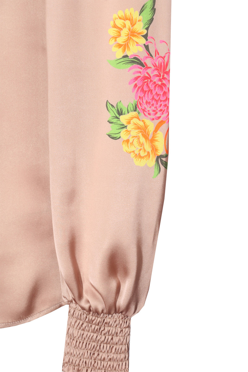 Multicolor Floral Patterned Satin Blouse