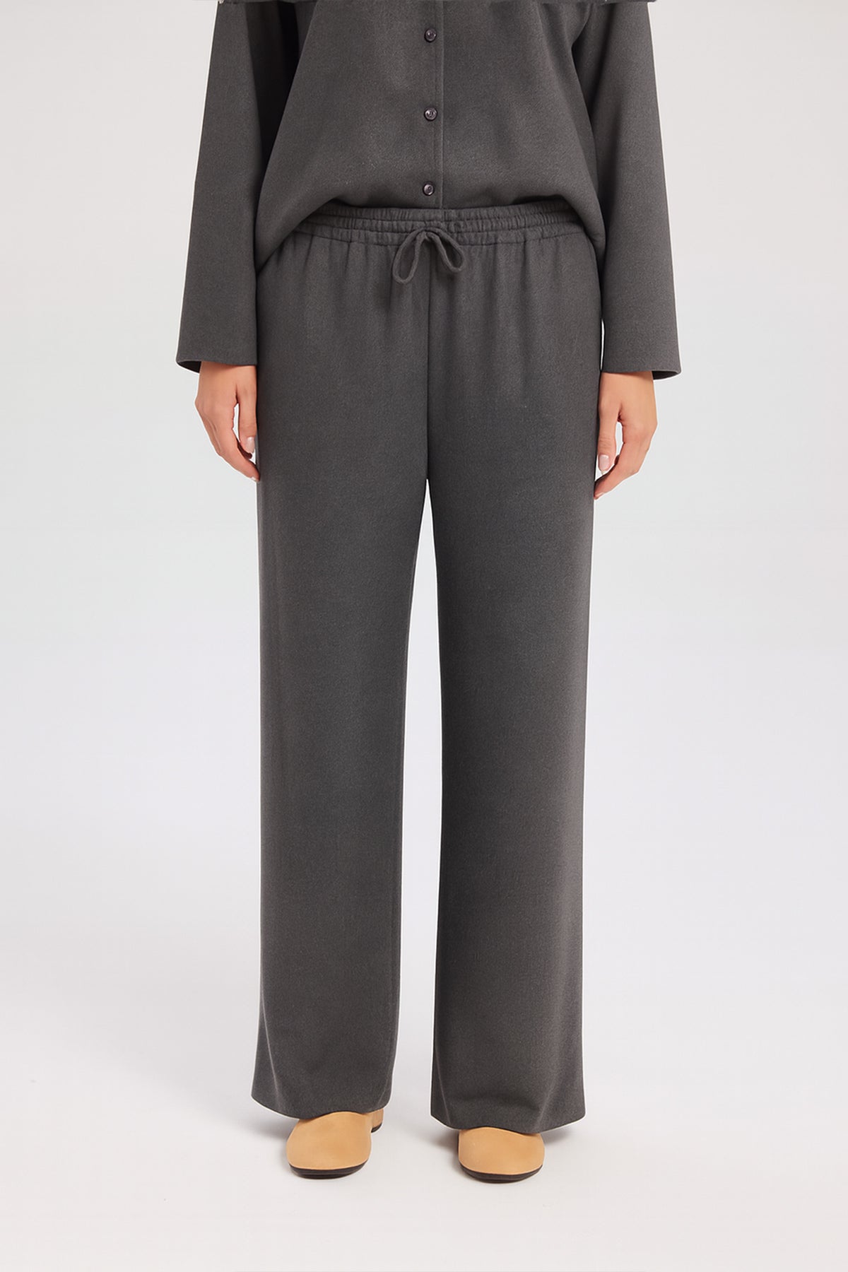 Dark Gray Women's Belted Pants