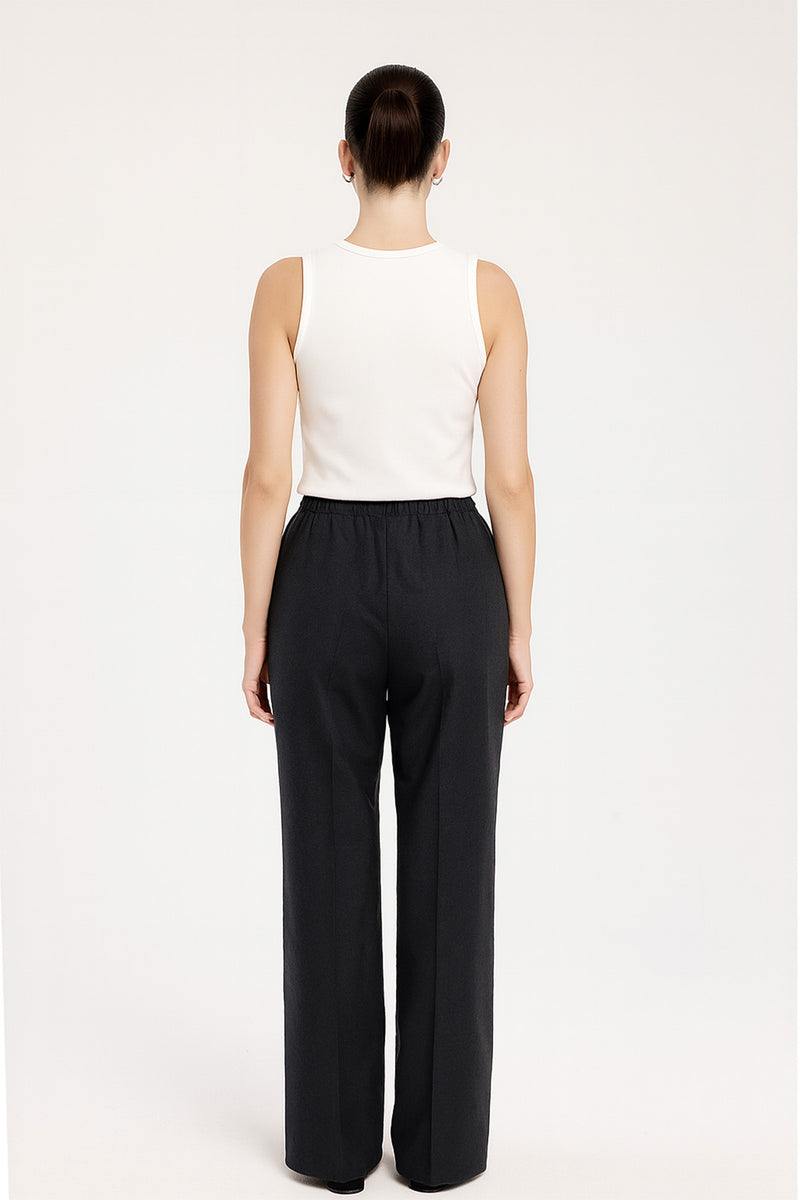 Dark Gray Buttoned Women's Pants