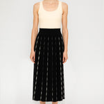 Black and White Geometric Patterned Pleated Skirt