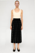 Black and White Geometric Patterned Pleated Skirt