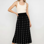 Black and White Geometric Patterned Pleated Skirt