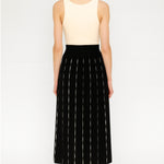 Black and White Geometric Patterned Pleated Skirt