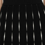 Black and White Geometric Patterned Pleated Skirt