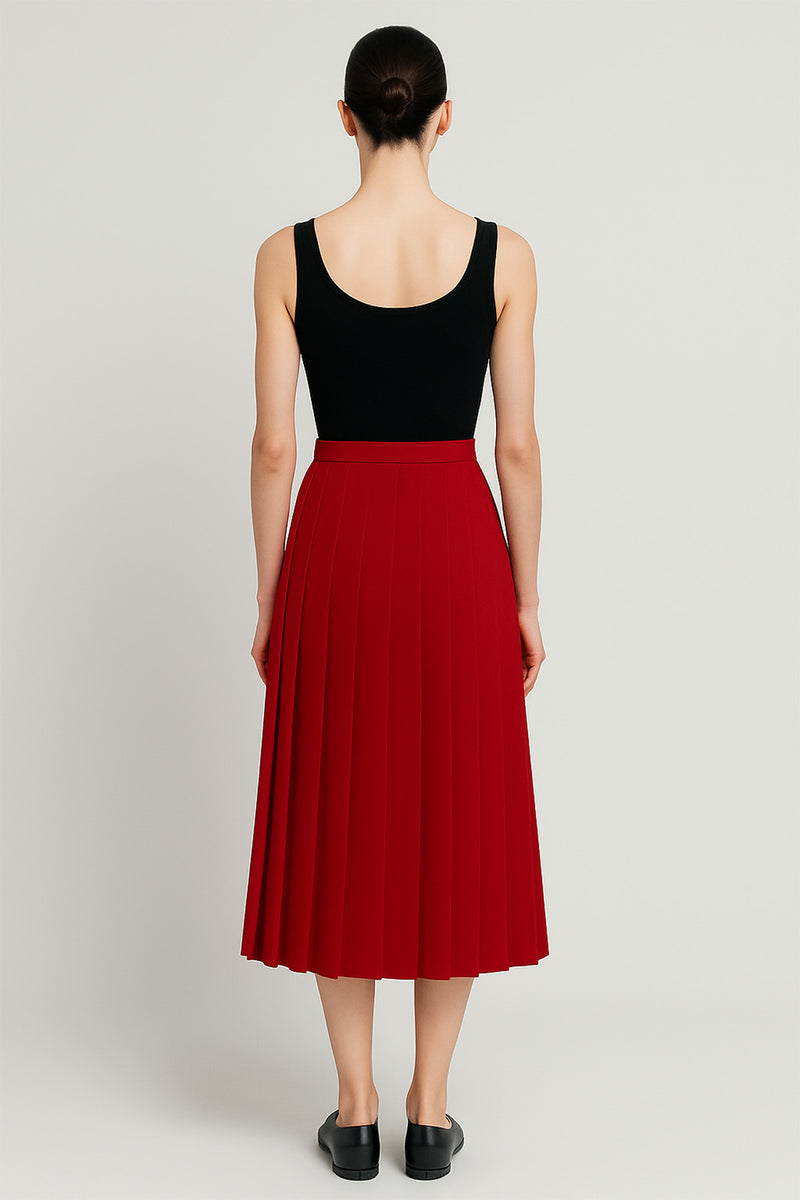 Red Pleated Skirt