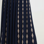 Navy Blue Camel Geometric Patterned Pleated Skirt