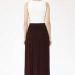 Bitter Coffee Purple Geometric Patterned Pleated Skirt