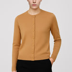 Camel Bicycle Collar Buttoned Women's Cardigan