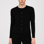 Black Bike Neck Buttoned Women's Cardigan