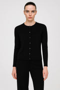 Black Bike Neck Buttoned Women's Cardigan