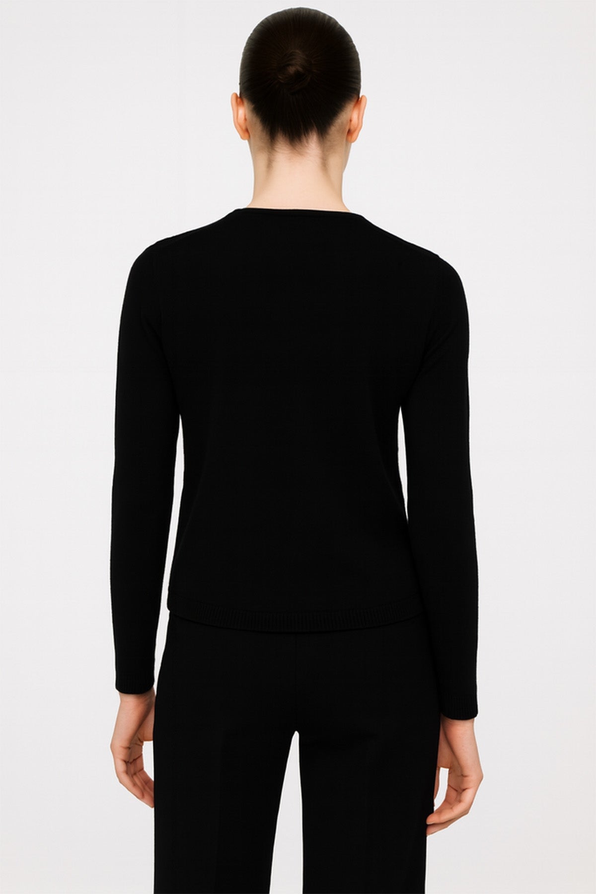 Black Bike Neck Buttoned Women's Cardigan