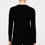 Black Bike Neck Buttoned Women's Cardigan