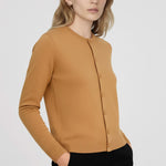 Camel Bicycle Collar Buttoned Women's Cardigan
