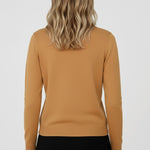 Camel Bicycle Collar Buttoned Women's Cardigan