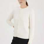 Ecru Bike Neck Buttoned Women's Cardigan
