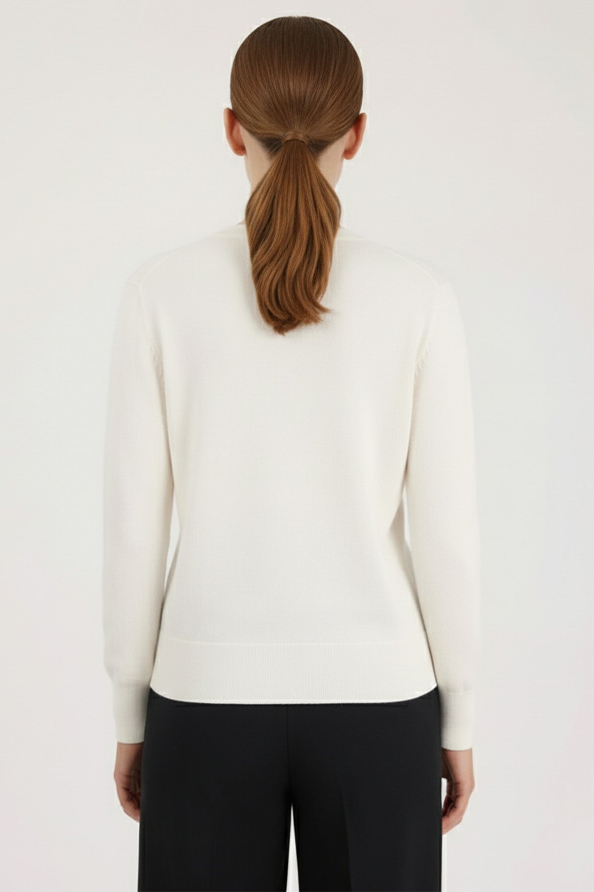 Ecru Bike Neck Buttoned Women's Cardigan