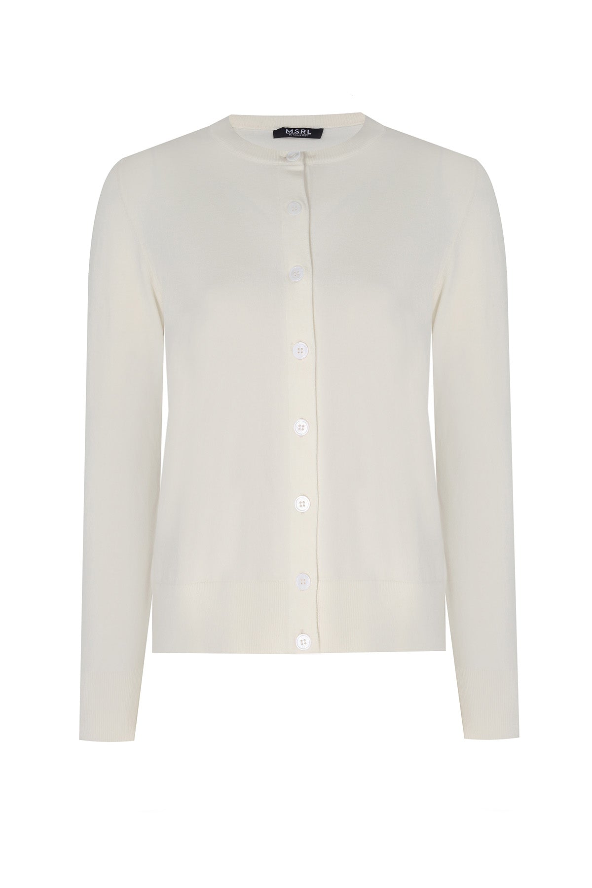 Ecru Bike Neck Buttoned Women's Cardigan