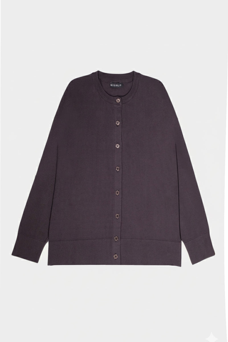 Bitter Brown Women's Cardigan with Buttoned Collar