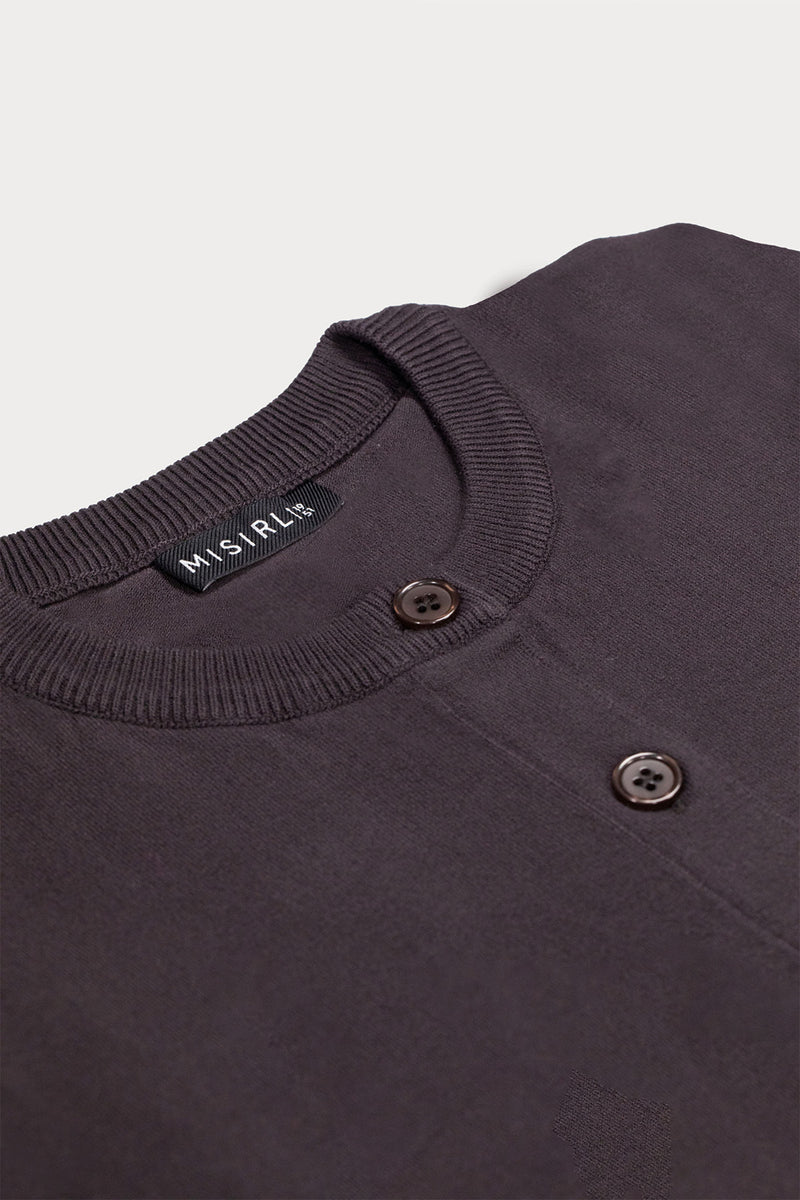 Bitter Brown Women's Cardigan with Buttoned Collar